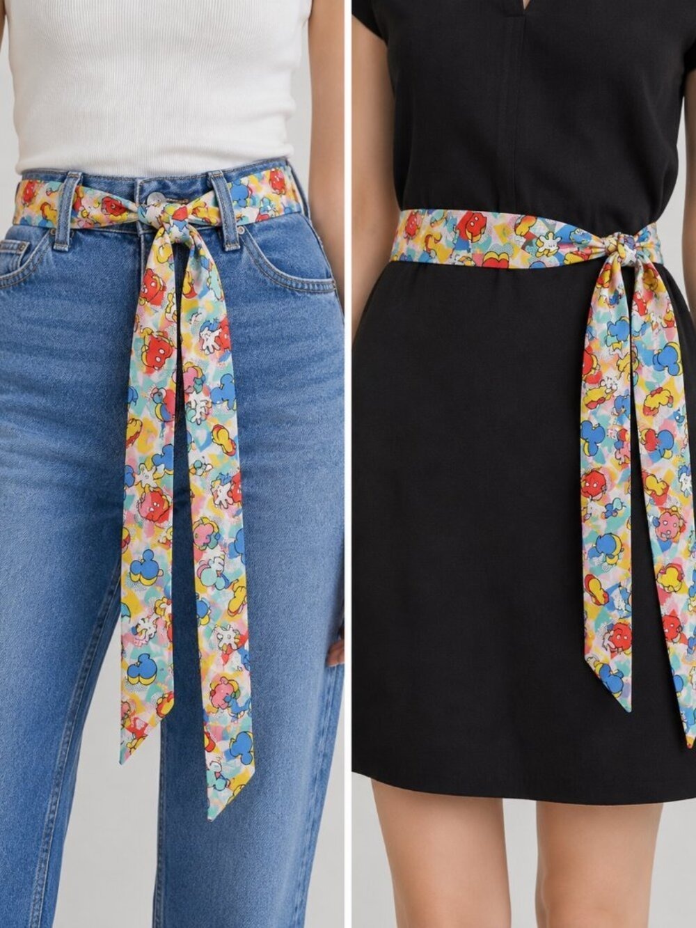 Disney Parks Mickey Icons Skinny Scarf Twilly Colorful Bag Hair Neck Accessory